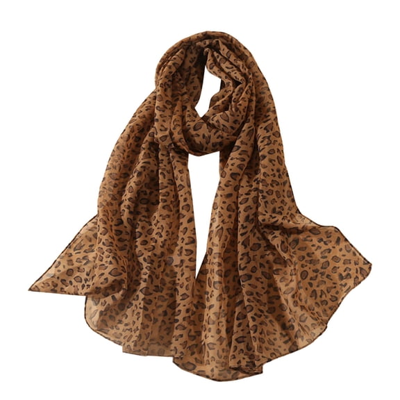 Silk Feeling Scarf for Women Women's Classic Leopard Print Chiffon Scarf & Thin Shawl Fashion Accessories Head Scarf