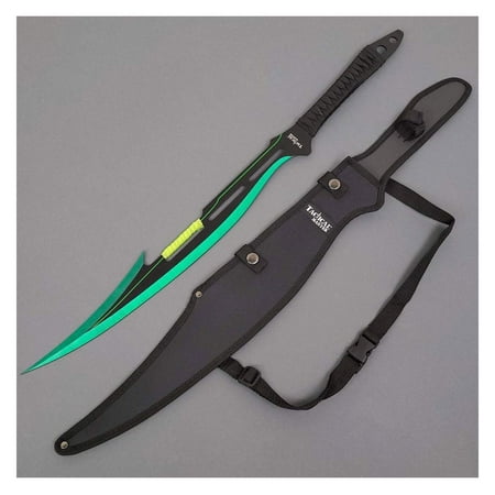 27 Fantasy Machete. Fixed Blade Knife. 440 Stainless Steel Blade. For Collection Gift Camping Outdoor Sports (Green)