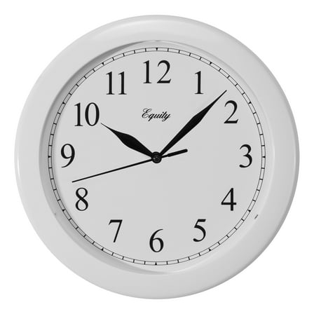 Equity 10 Inch Traditional Basics White Quartz Analog Wall Clock, 25201