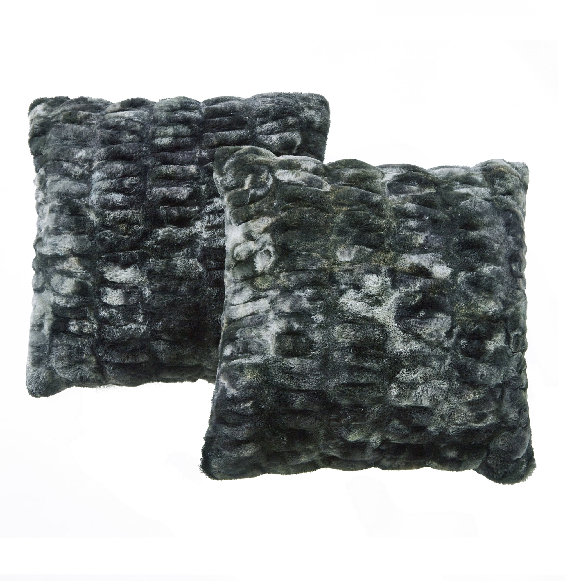 Home Soft Things Shar Pei Faux Fur Decorative Throw Pillow Covers, Soft Velvety Pillow Cases Cushion Covers, No Pillow Insert, Set of 2, Meteorite, 20" x 20"