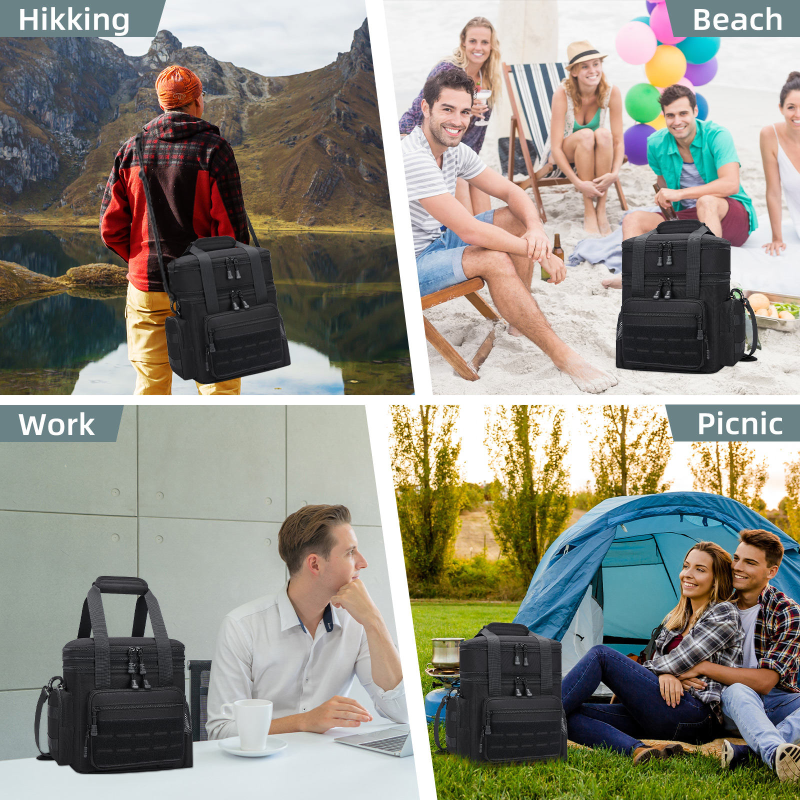 Holuxer Insulated Tactical Lunch Box, Black photo 8