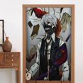 thumbnail image 1 of Cortina para puerta Kaneki Ken, cortina opaca con estampado de patrón para ventana, cortina divisoria para habitación, tapiz para decoración del hogar, 34" de ancho x 56" de largo, 1 of 7