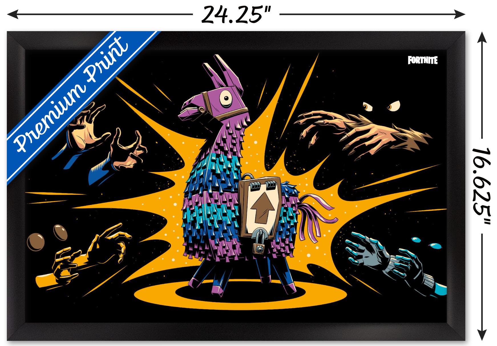 Fortnite - Loot Llama Lama Loading Screen Wall Poster, 14.725" x 22.375", Framed