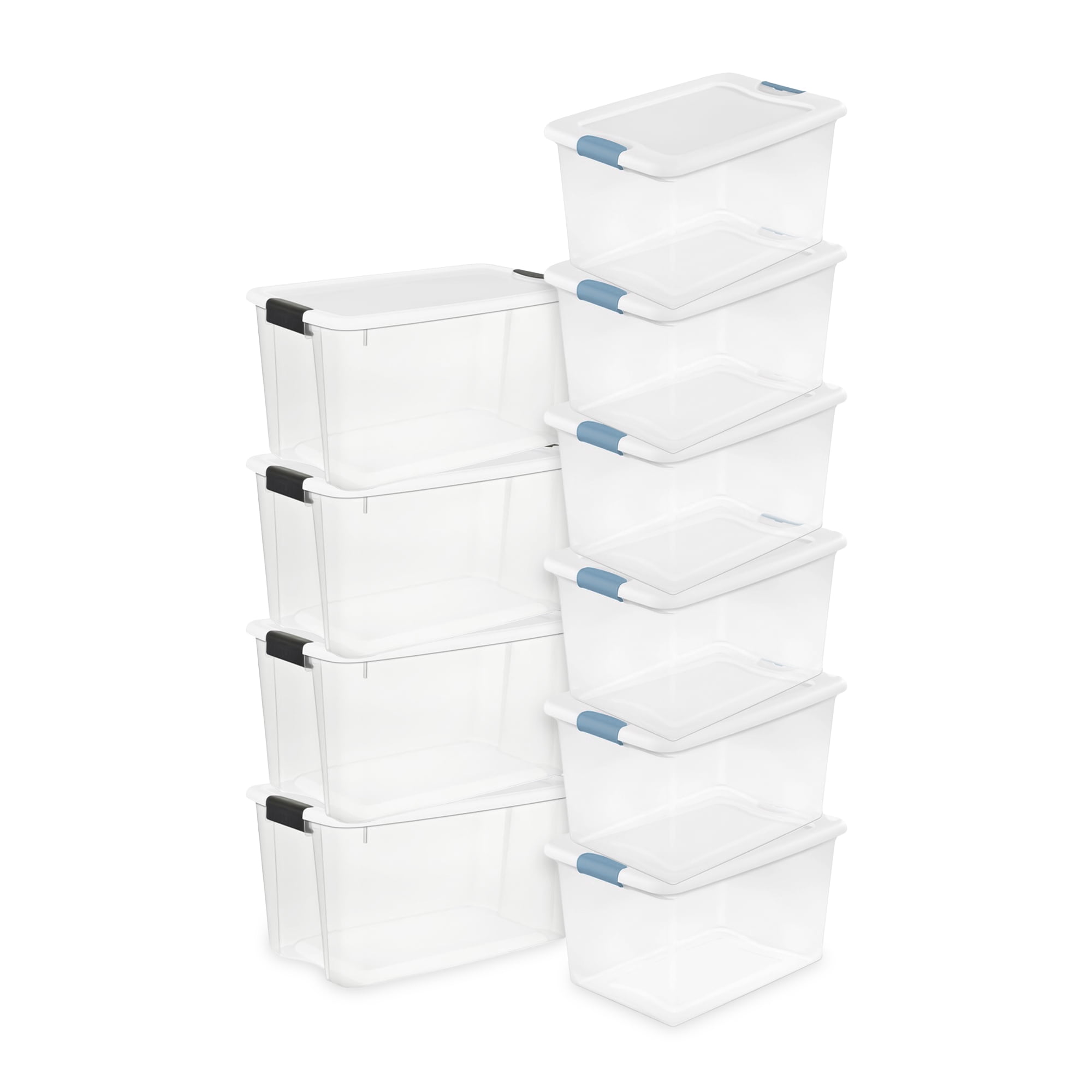 Sterilite, Storage Bin, 64 Qt, Clear Plastic Stackable 12 Pack