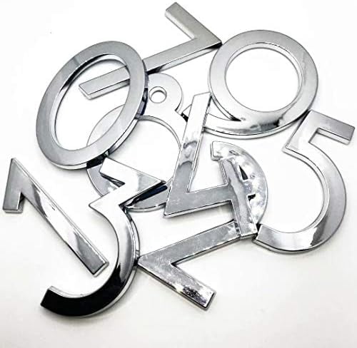 20 Pack Mailbox Numbers 0-9, 2 Inch High, Door Address Numbers Stickers for Apartment, House, Room, Office, Cars, Trucks, Silver Plating Process Number Sign