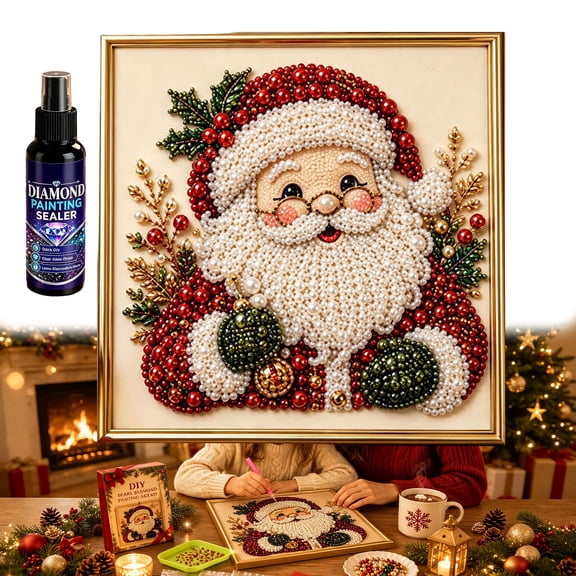 DIY Christmas Pearl Diamond Painting Art Kit,3D Holiday Christmas Wall Decor for Adults,Handmade Home Decoration Gift