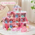 thumbnail image 7 of Dollhouse for Girl Kids, 285PCS 13 Rooms Doll House with light Strip&Furniture&Rotating Slidet, 24" x 24" x 25.6" Huge house, Creative Gift for Girls, Pink, 7 of 7