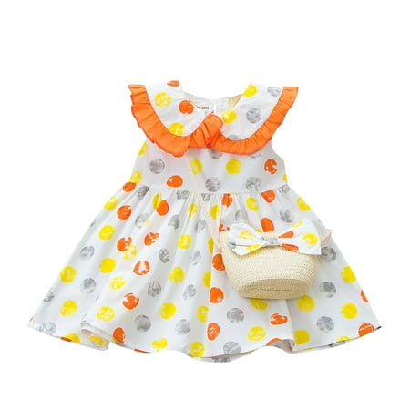 

ASEIDFNSA Girls Dresses Holiday Outfits for Girls Polka Kids Bag Outfits Print Baby Girls Dress Dot Toddler Casual Princess Set Girls Dress&Skirt