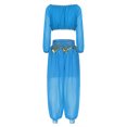 thumbnail image 2 of Kaerm Women Belly Dance Outfit Belly Dancing Top with Harm Pants Light Blue One Size, 2 of 7