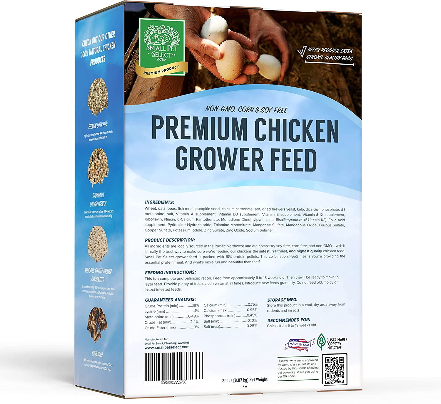 Small Pet Select - Chicken Grower Feed, Non-GMO, Corn & Soy Free, 20lb