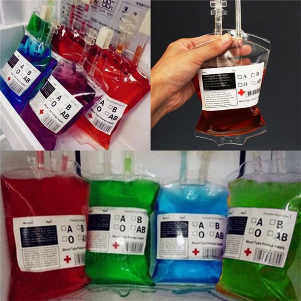 10PCS Reusable IV Blood Bags Halloween Haunted House Drink Container