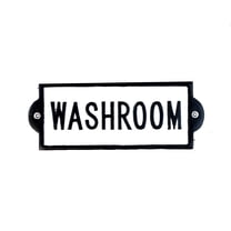 Washroom Door Sign White Metal Farmhouse Bathroom Wall Plaque Rustic Home Decor