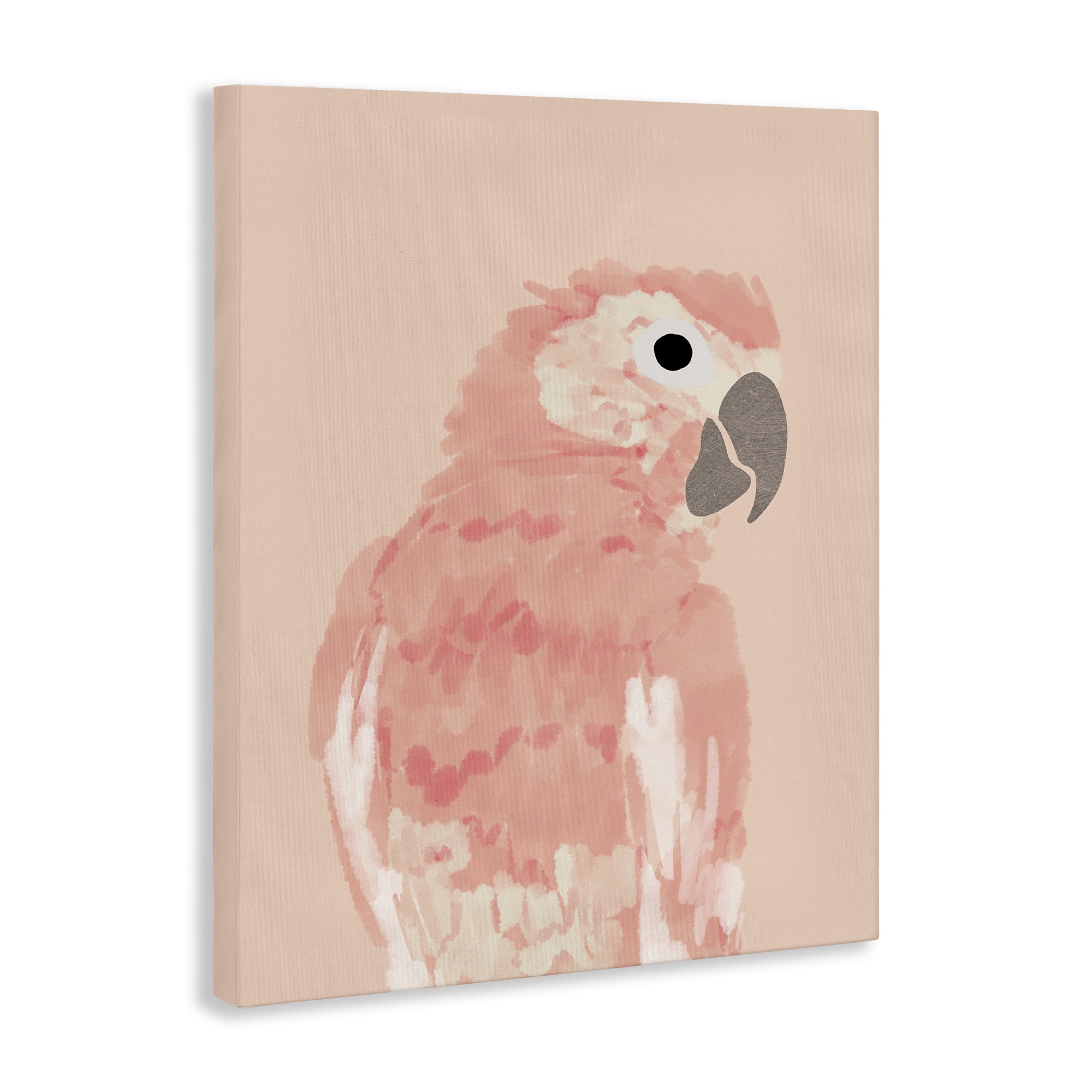 Stupell Industries Pink Neutral Parrot Animals & Insects Painting Gallery Wrapped Canvas Art Print Wall Art, 36 x 48