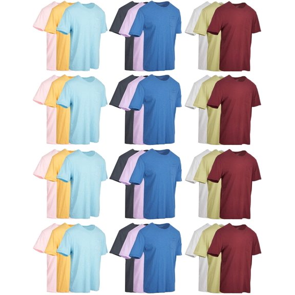 SOCKS'NBULK Mens Cotton Crew Neck Short Sleeve T-Shirts Mix Colors Bulk Pack