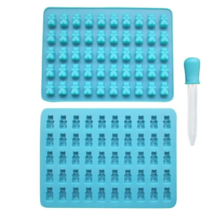 

mnjin 50 cavity silicone gummy bear chocolate mold candy maker ice tray jelly moulds sky blue