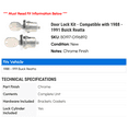 thumbnail image 2 of Door Lock Kit - Compatible with 1988 - 1991 Buick Reatta 1989 1990, 2 of 2
