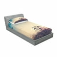 thumbnail image 3 of Vintage Bike Bedding Set with Sheet & Covers, Retro Filter Sunset and Bicycle in Pastel Tones Hipster Joyful, Printed Bedroom Decor 2 Shams, 4 Sizes, Pale Blue Black Peach, by Ambesonne, 3 of 3