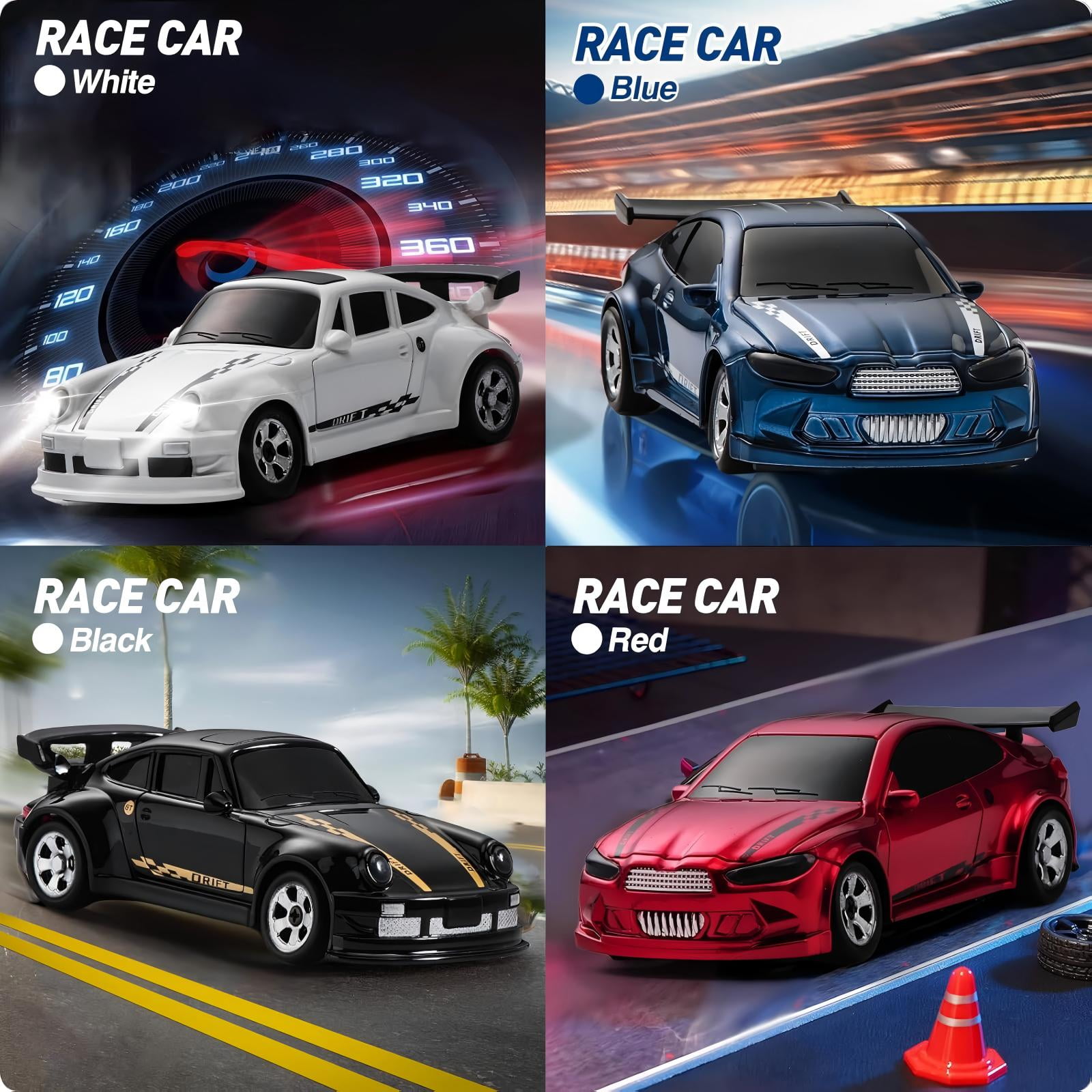 ZOGYMOZ 1:64 RC Drift Car, Mini RC Car, 2.4GHz 4WD High Speed Remote Control Cars, Toys for boys, White