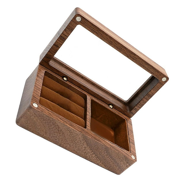 Wood Jewelry Box Storage Case Organizer with Girls Rings Treasure Lid Keepsake Box Holder Ring Brown