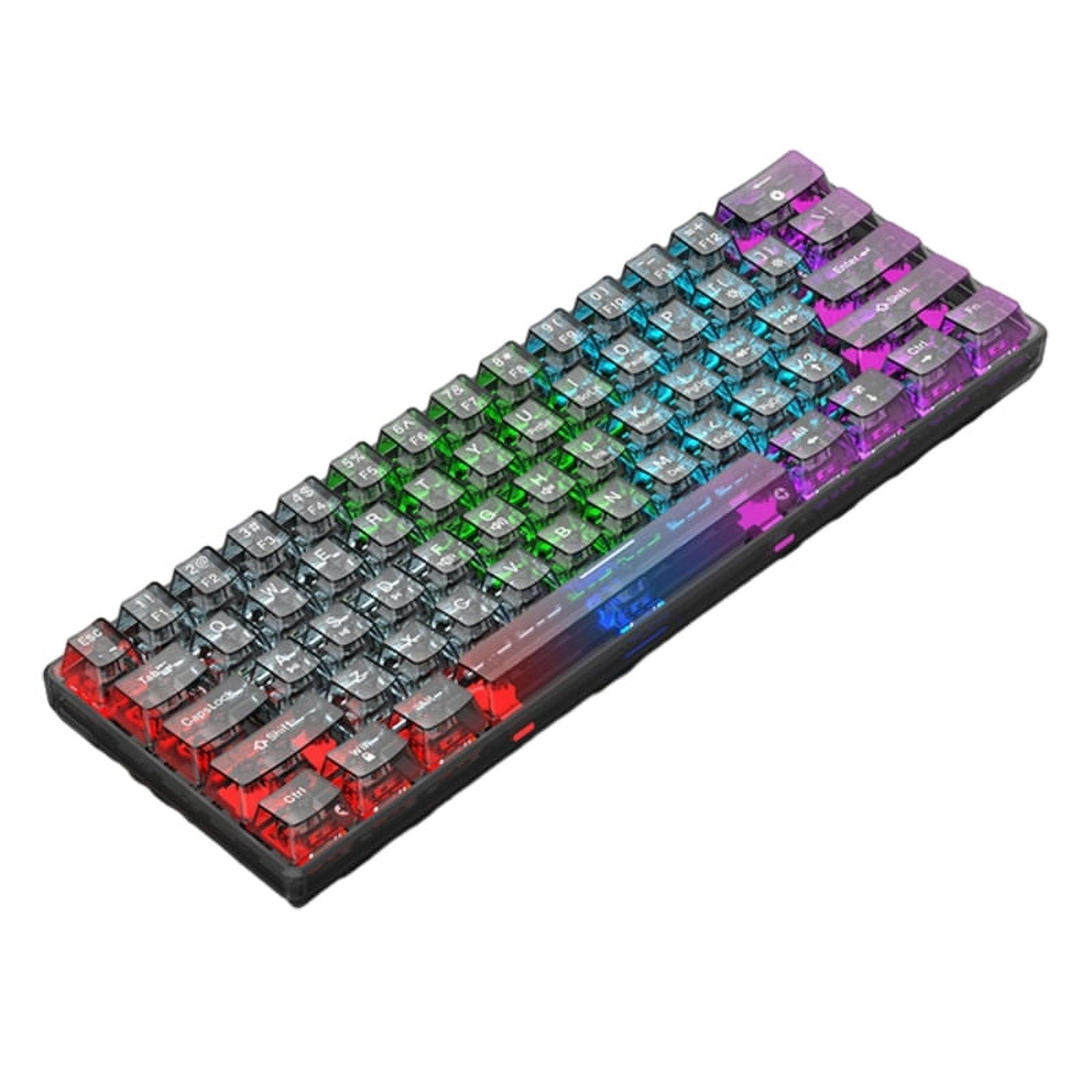 61 Keys Wired Gaming Keyboard Full Transparent RGB Backlit USB Keyboard for Laptop Desktop Computer Accessories