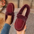 thumbnail image 5 of Dagaeig Women's House Slippers Indoor Outdoor Moccasin Fuzzy Fluffy Furry Loafers Suede Warm Shoes Flock(C-Wine,9), 5 of 9