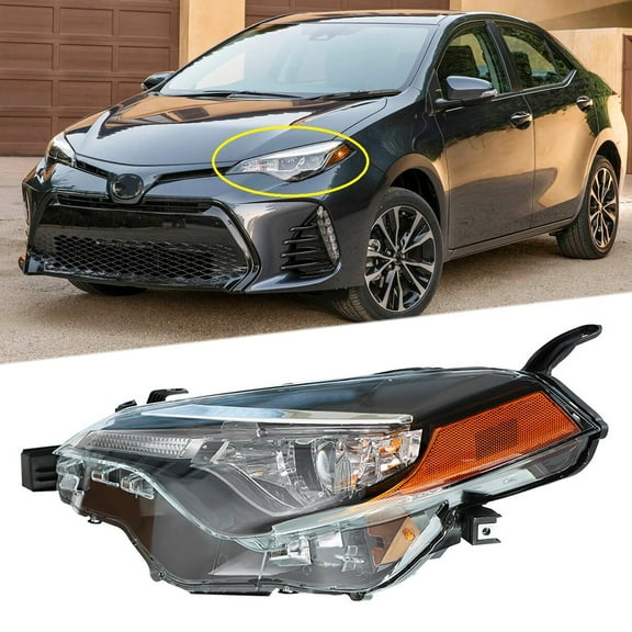 Fit for 17-19 Corolla Headlight Housing Assembly Corolla Headlamp (Front Left Driver Side, without Bulb)