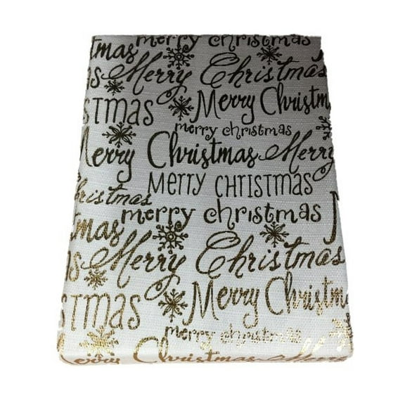 Merry Christmas Gold Sentiments Fabric Holiday Shower Curtain
