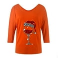 thumbnail image 3 of Fiaer Christmas Tshirts Women V Neck Oversized Trendy T Shirts Long Sleeve Wine Glass Funny Back Button Loose Fit Tops A L, 3 of 4