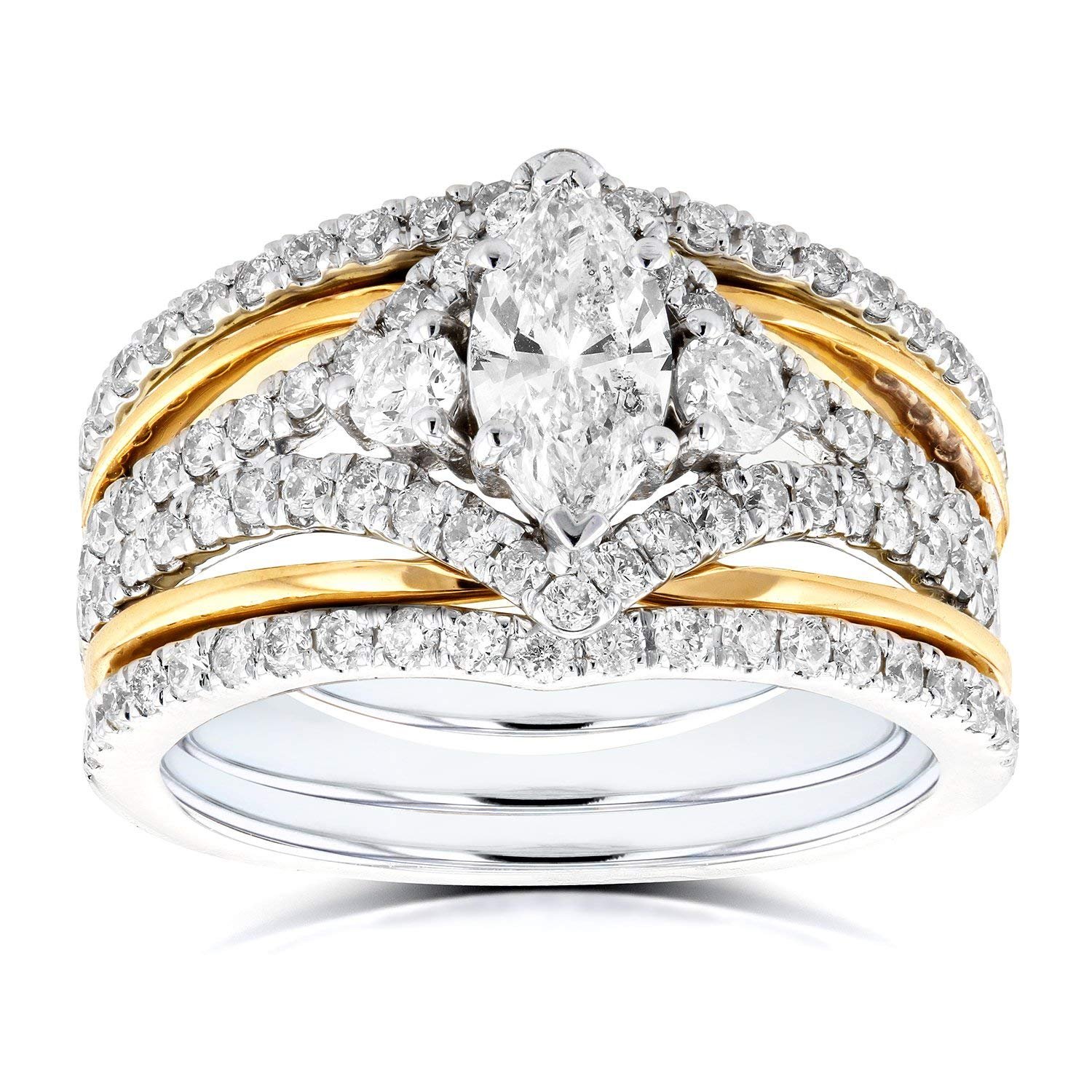 Kobelli Art Deco Marquise Diamond 3Piece Bridal Ring