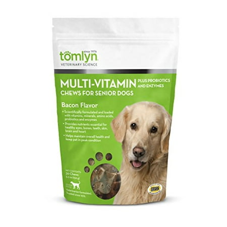 Tomlyn Multi-Vitamin Bacon Flavor Chews for Senior Dogs, 30 (Best Multivitamin For Senior Dogs)