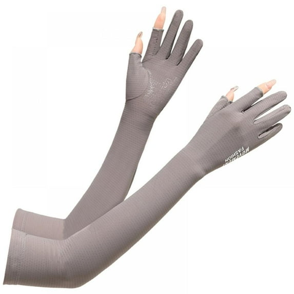 Cooling Arm Sleeves Tattoo Arm Cover with Half Finger UV Long Sun Gloves for Outdoor Sports Sun Protection for Men Women