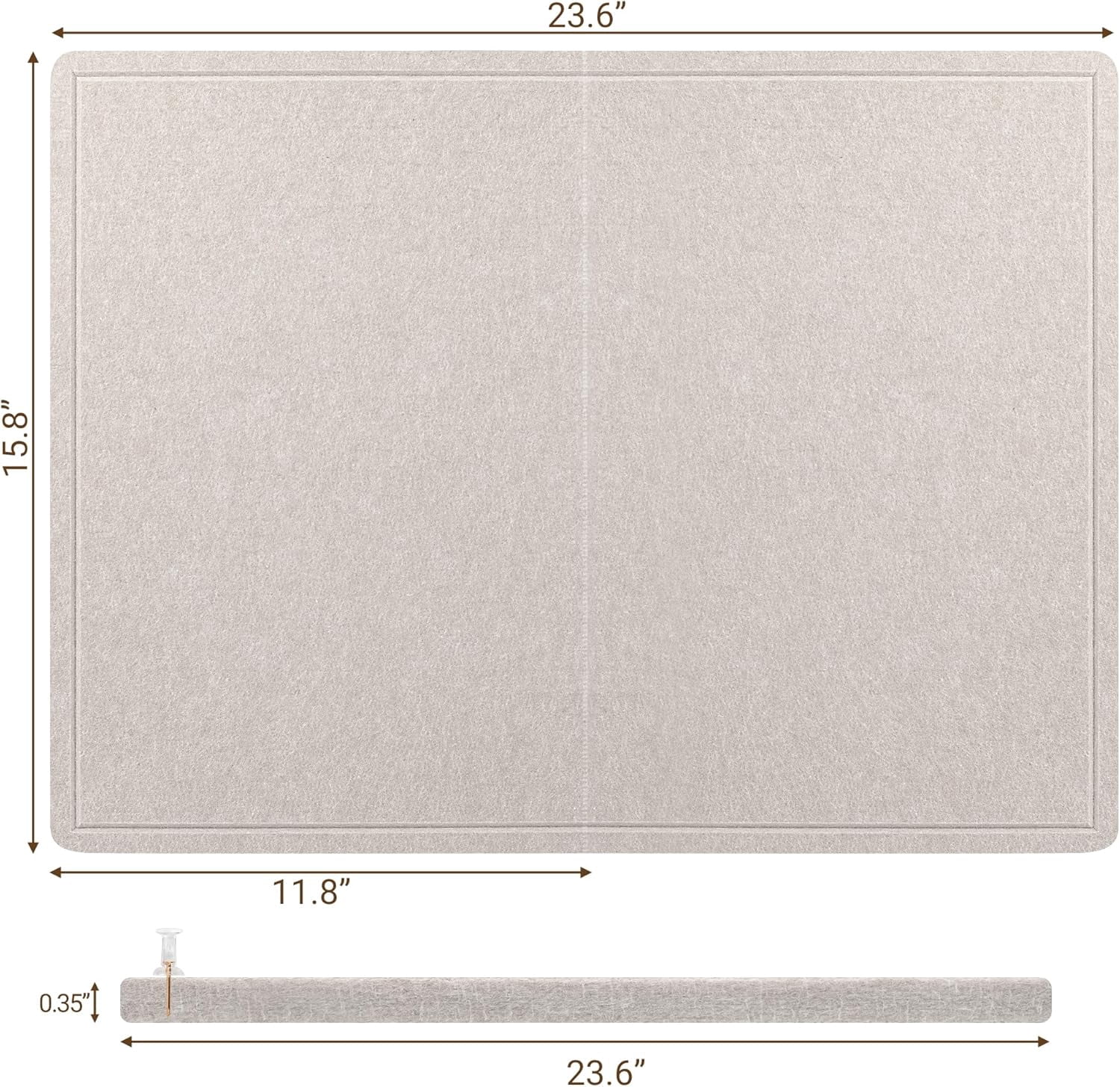 Bulletin Board, 24" x 16" Foldable Felt Notice Pin Board for Wall, Decorative CorkBoard Photo Display with Self-Adhesive Tape, Vision Cork Alternative 25 Pushpins - Latte