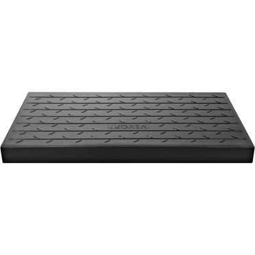Rubber Threshold Ramp, 4" Rise Threshold Ramp Doorway, 3 Channels Cord Cover Rubber Solid Threshold Ramp, Rubber Angled Entry Rated 2200 Lbs Load Capacity for Wheelchair and Scooter