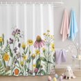 thumbnail image 2 of Shower Curtain Spring Floral Shower Curtains for Bathroom Decor, Waterproof Polyester Shower Curtain Set with Hooks, Standard Size 72" x 72" Wildflowers Leaves Plant, 2 of 9