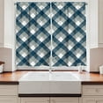 thumbnail image 2 of Ambesonne Abstract Kitchen Curtains, Checkered Tartan Shape, 55"x39", Dimgrey White Dark Blue, 2 of 3