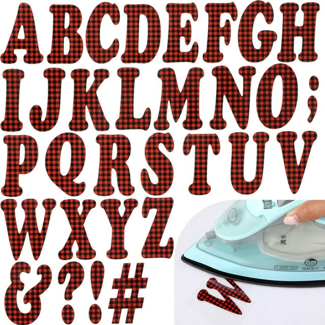 HAHDAXIA 279 Pieces Christmas Iron on Letters 2 Inch A-Z Flock Letters Transfer Letters Christmas Stocking Letter Stickers Iron on Flocking Letters Alphabet for Graduation Cap Toppers(Red Bla
