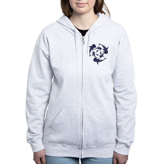 CafePress - Whale Sahrk Blue Spiral - Women's Zip Hoodie
