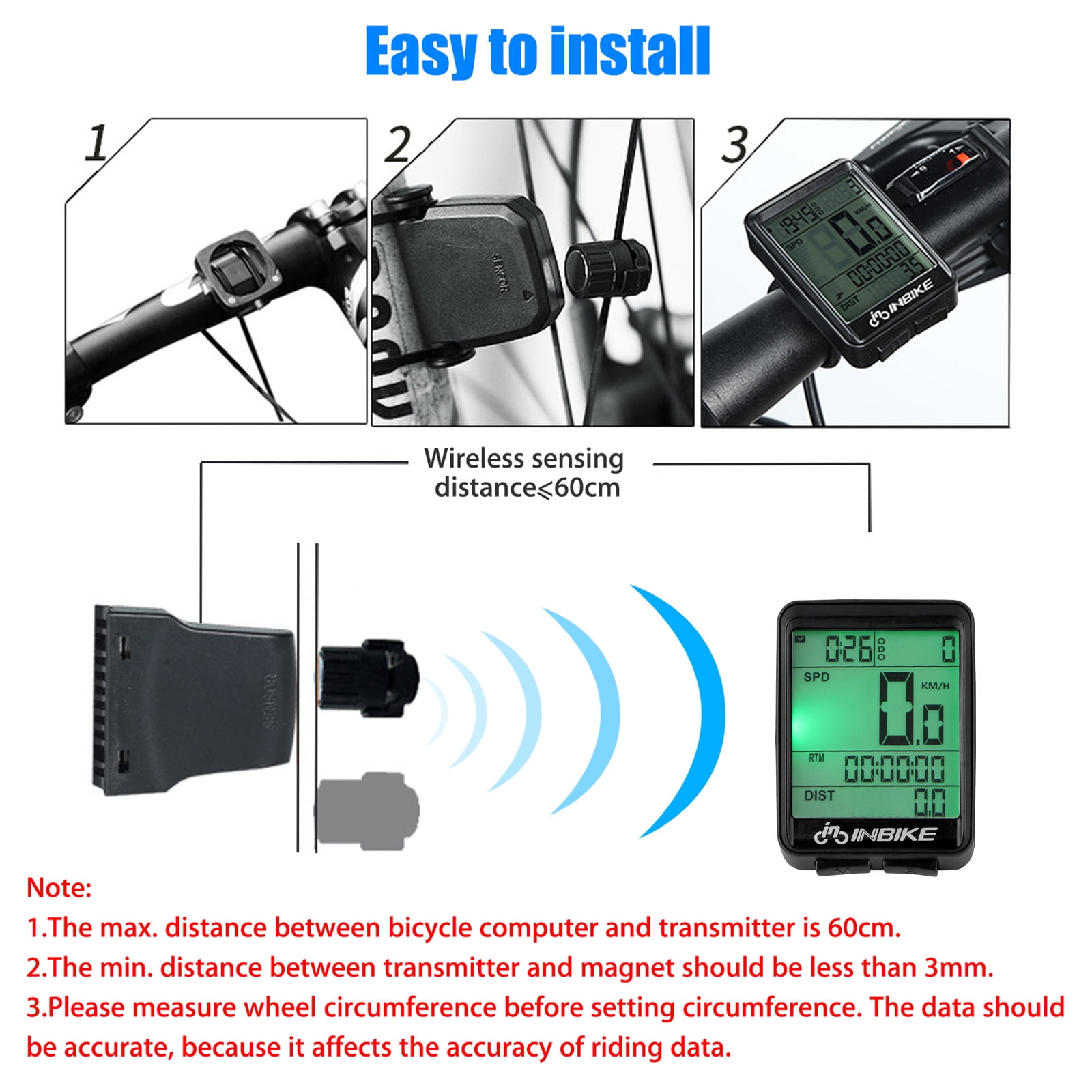 Computer LCD Bicycle Radio Bicycle Speedometer Bicycle Odometer Wireless NEW 
