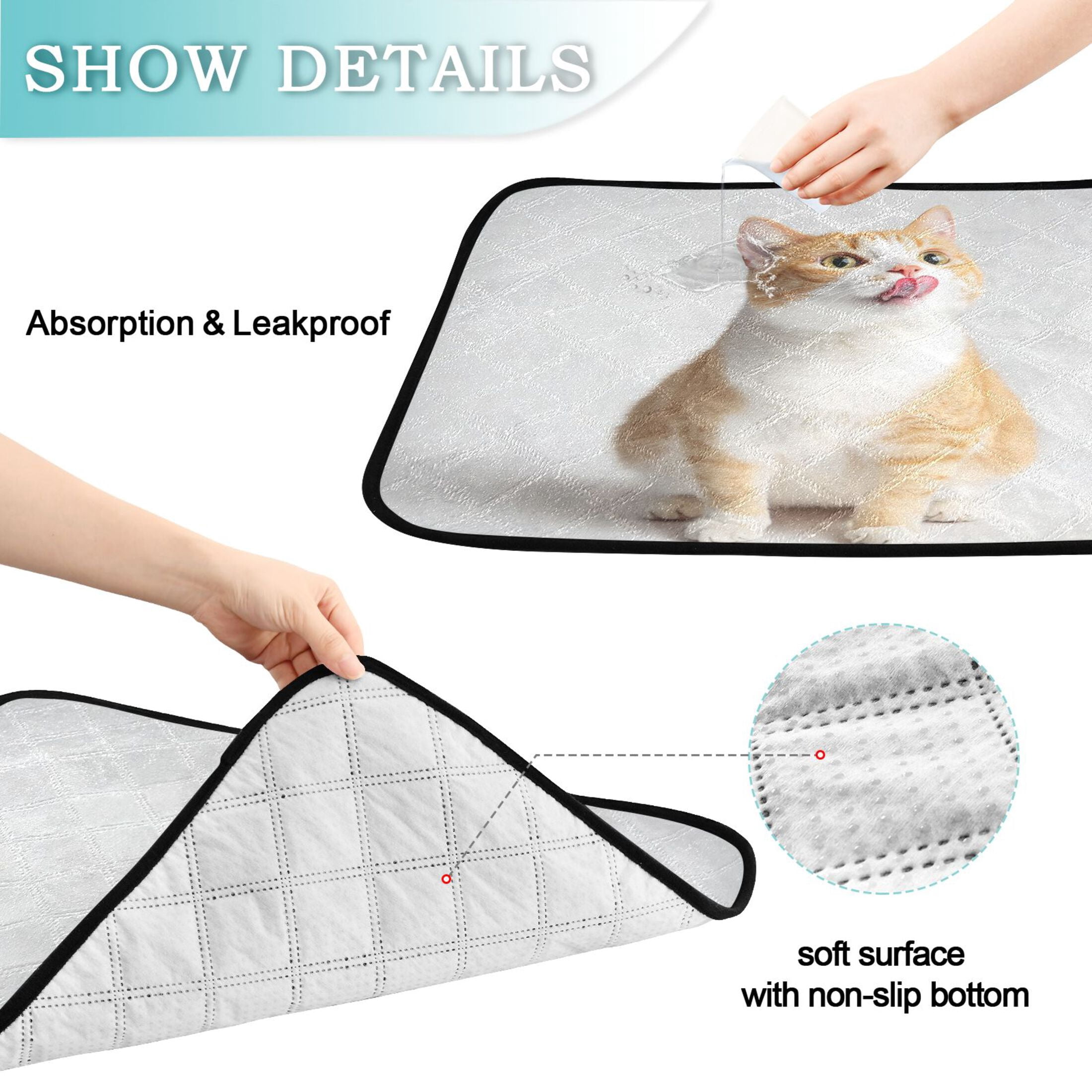 Washable Pet Pee Pads with Super Absorbent Reusable Training Pads for Dogs & Cats Cat Sticking Out Their Tongues