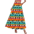 thumbnail image 4 of Jsaierl Women's Striped Palm Tree Print Maxi Skirt, Elastic Waist Flowy Skirt, Retro Tropical Style Skirt for Vacation, 4 of 5