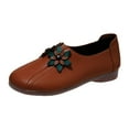 thumbnail image 2 of Tuobarr Womens Dress Shoes Women's Fashion Casual Loafers Comfortable Outdoor Flower Low-heeled Shoes Brown US Size 8.5, 2 of 3