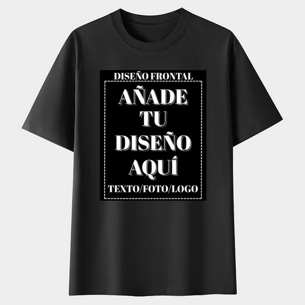 Playera de Algodón 100% para Mujer con Estampado Personalizado (Frente y Espalda), Añade tu Texto/Foto/Logo/Diseño, Negro, Talla Grande (L)