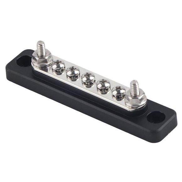 Qiilu 5 Positions Bus Bar Electrical Terminal Junction Block W / 2 Stud AC 300V DC 48V