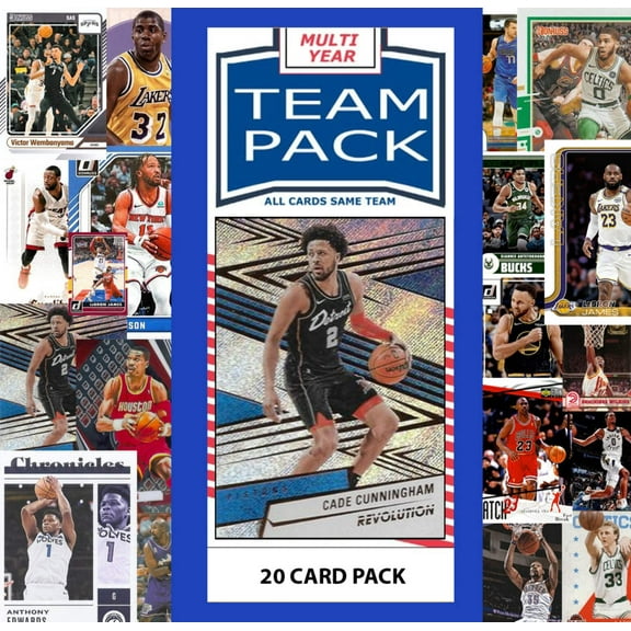 20 Card Multiyear Team Pack Detroit Pistons 2025 2026 2024 Topps Panini Cade Cunningham