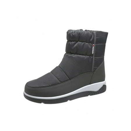 

Ritualay Women Booties Faux Fur Winter Shoes Side Zip Snow Boots Breathable Comfort Ankle Boot Work Outdoor Plush Lining Warm Shoe Gray 6