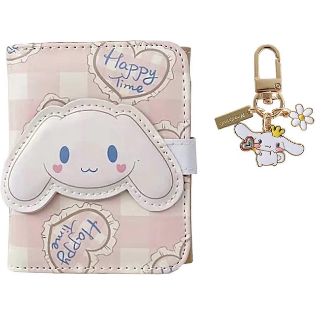 Monedero pequeño con diseño de perro kawaii para niñas y mujeres, organizador de tarjetas y monedas, color beige, 2 unidades