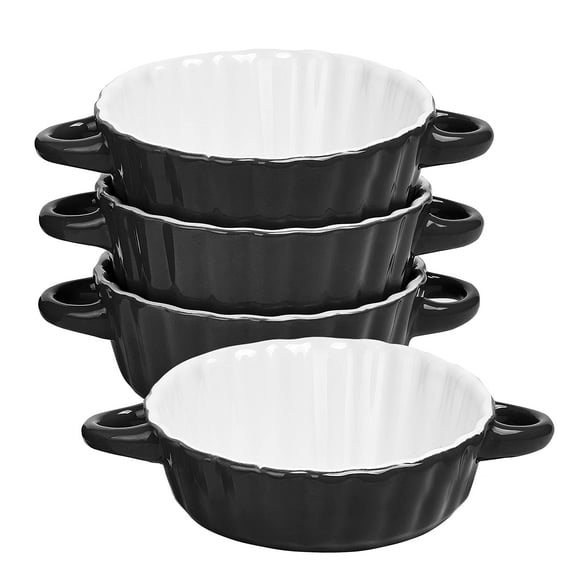 Bruntmor Ensemble de 4 Bols à Soupe en Céramique de 26 Oz, Intérieur Noir/blanc