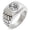 Silver, variant on Stainless Steel Ivy Branch Kamon Crest Geometric Pattern Step-Down Biker Style Polished Ring
