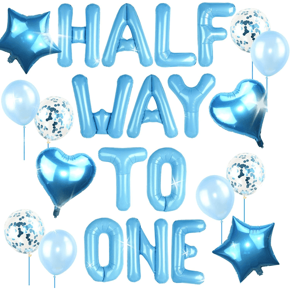 HalfWaytoOne Pearl Blue Theme Balloon Decorations - Ideal for Milestone Celebrations & Memorable Gatherings