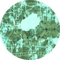 thumbnail image 1 of Ahgly Company Indoor Round Abstract Turquoise Blue Modern Area Rugs, 4' Round, 1 of 4